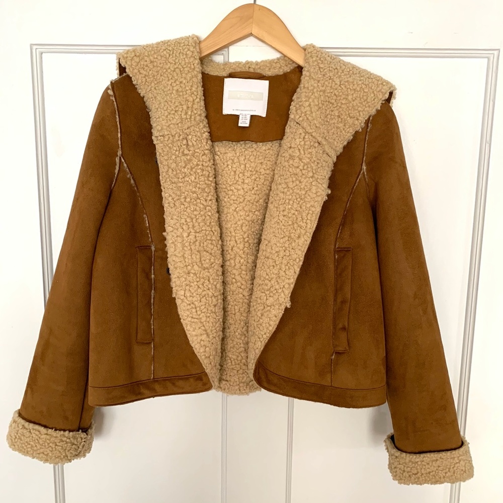 Anthropologie ETT:TWA Andes Suede Sherpa Jacket
